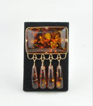 Brooch - gold, amber - 1960